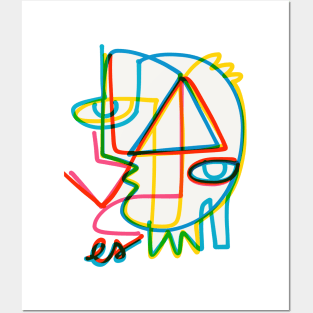 Graffiti Abstract Line Art Cubist Portrait Posters and Art